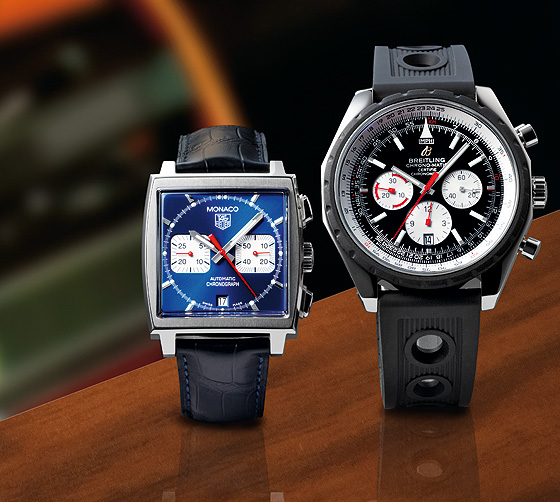 TAG Heuer Monaco-Breitling Chrono-Matic watches
