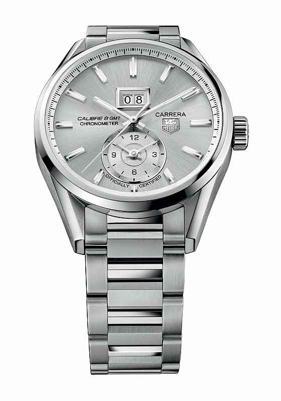 TAG Heuer Carrera Calibre 8 Grande Date GMT - silver dial/bracelet