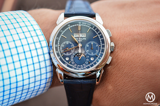 Patek Philippe 5270 Perpetual Calendar Chronograph Blue - on wrist