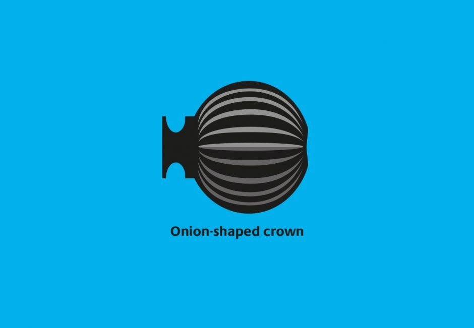 Distinctive Watch Crowns & Push-Pieces: Onion-shaped crown