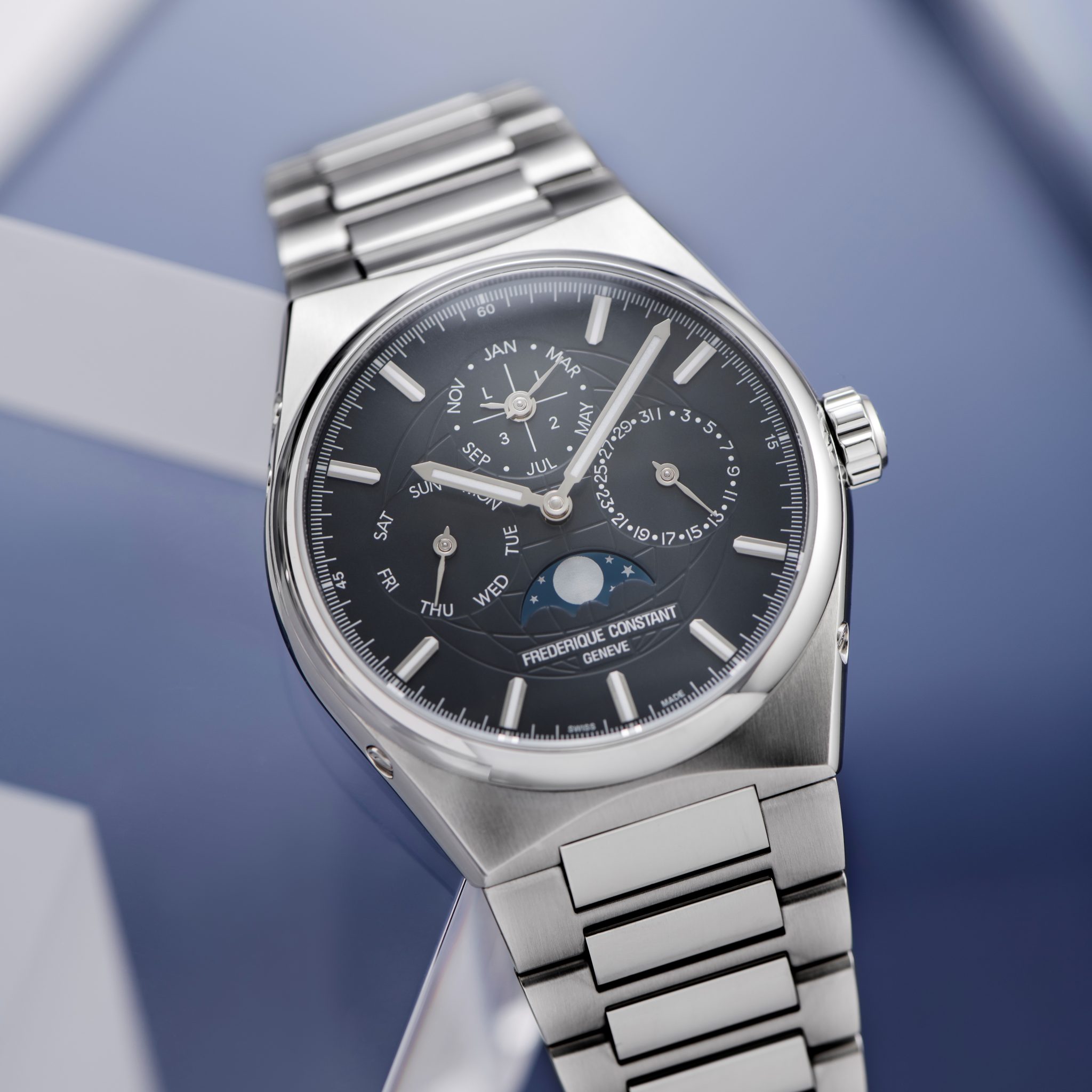 For the In-Between Moments: Frederique Constant Introduces Highlife Perpetual Calendar Manufacture in Blue-Grey