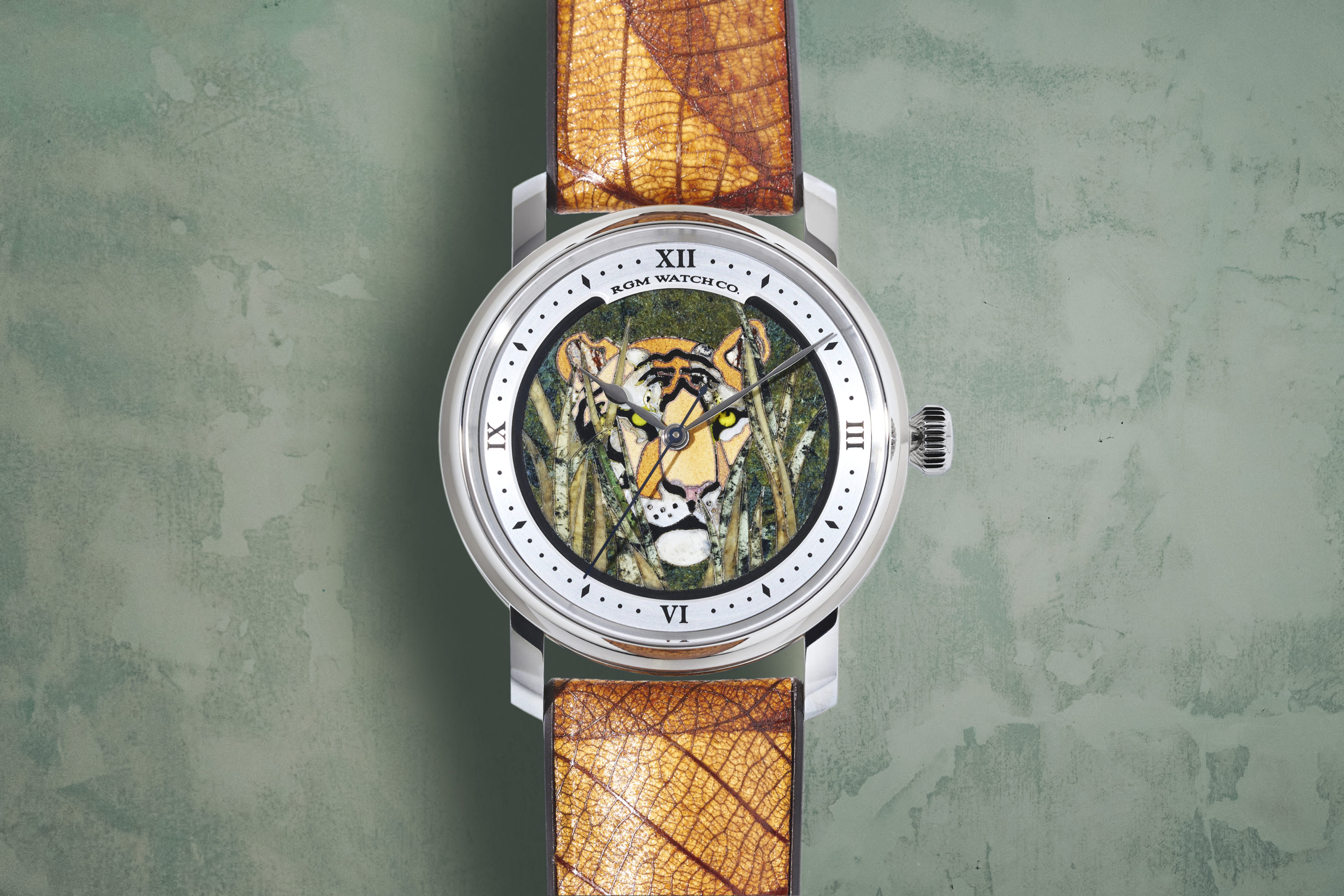 Showing at WatchTime New York 2023: RGM Model 25 ?Tiger in Stone? Stone Marquetry