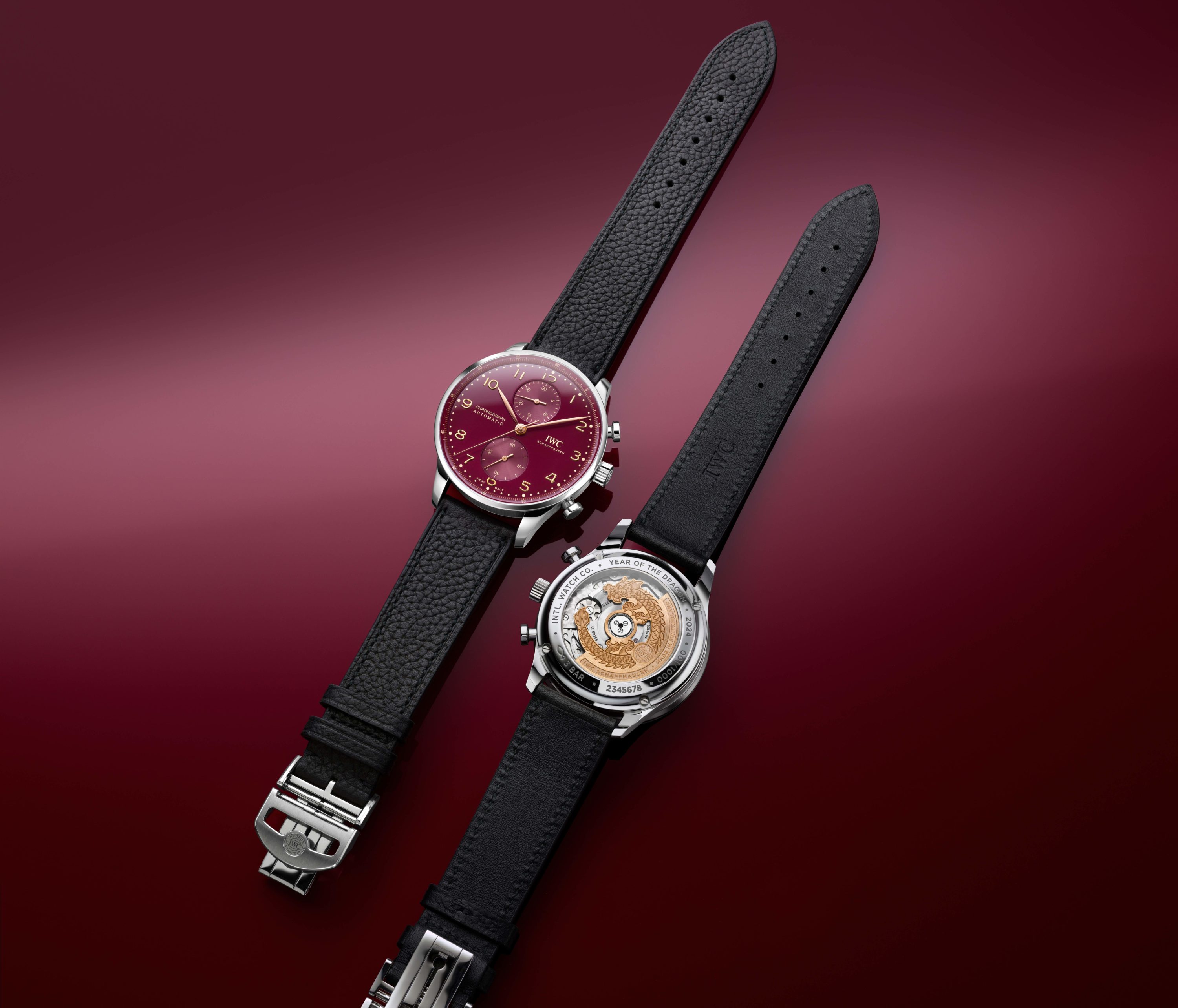 IWC Honors the Chinese Year of the Dragon with Limited Portugieser Chronograph with Burgundy Dial